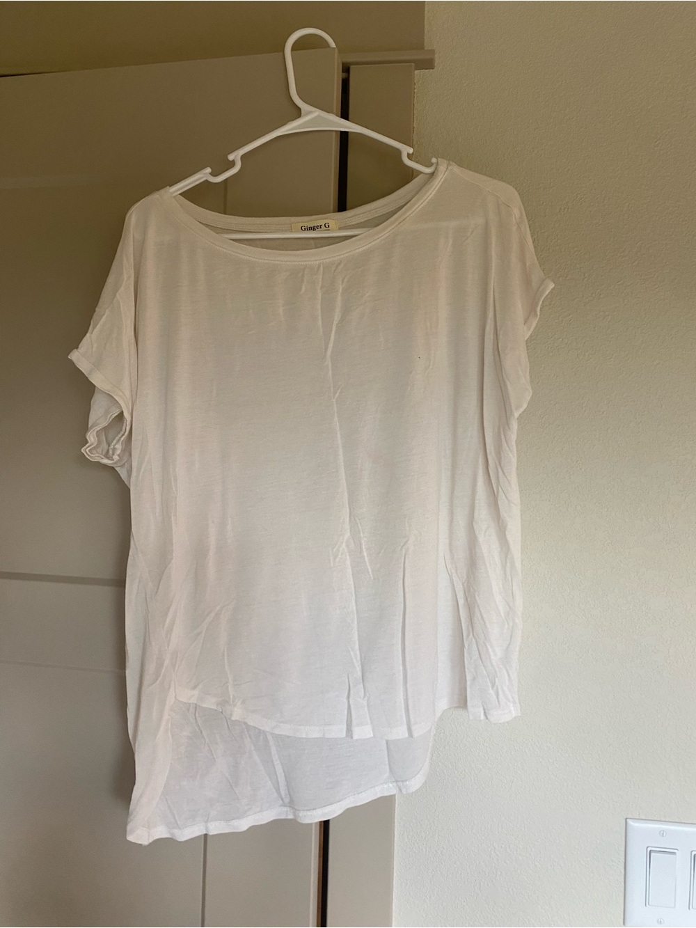 Ginger G White Asymmetric Short-Sleeve Tunic
